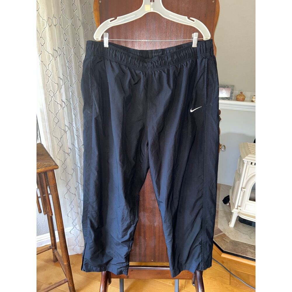 Vintage 90s Nike Black Swoosh Track Pants Windbreaker Nylon XXL
